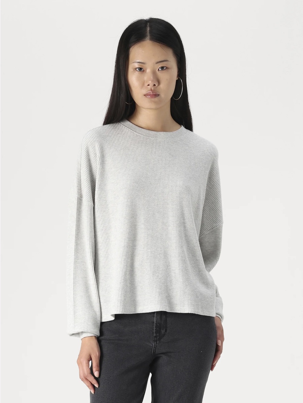 Abercrombie & Fitch Essentials Oversized Dolman Shoulder Waffle Top Size S/M